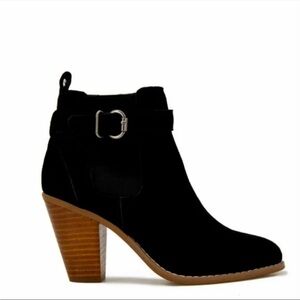 Kensie Black Genuine Suede Booties – Block Heel